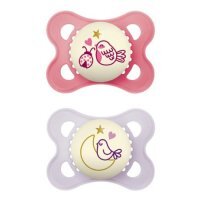 MAM Original Night Smoczek ortodontyczny 2-6m Planet Love Girl świecący w ciemności, 2szt.
