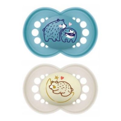 MAM Original Night Smoczek ortodontyczny 6m+ Planet Love Boy świecący w ciemności, 2sztuki
