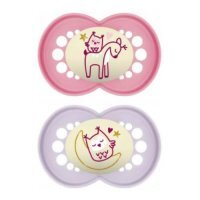 MAM Original Night Smoczek ortodontyczny 6m+ Planet Love Girl świecący w ciemności, 2szt.