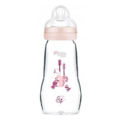 MAM Szklana butelka dla niemowląt Feel Good Forest 2m+ 260ml girl