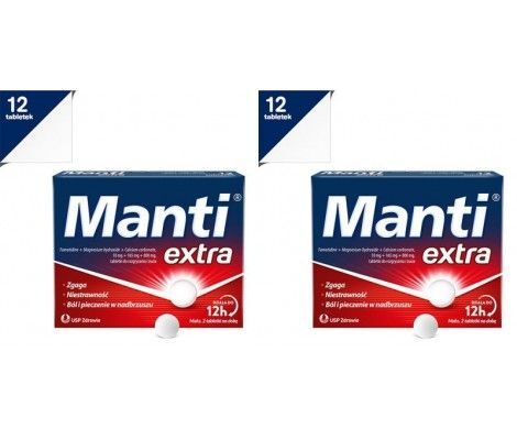 MANTI EXTRA 12 tabletek do rozgryzania i żucia x 2 opakowania