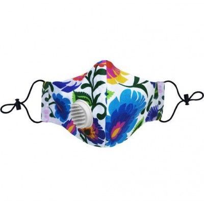 Maska Bawełniana Olmed łowickie wzory-biały +1 filtr rozmiar L/XL