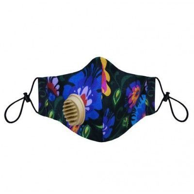 Maska Bawełniana Olmed łowickie wzory-czarny +1 filtr rozmiar S/M