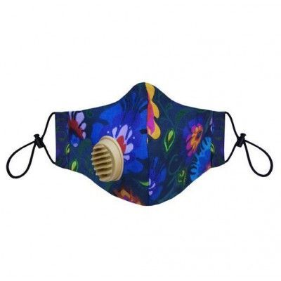Maska Bawełniana Olmed łowickie wzory-granat +1 filtr S/M