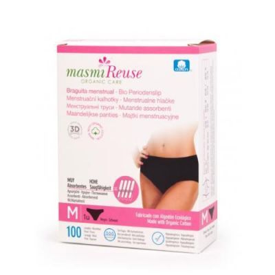 MASMI Majtki menstruacyjne z bawełny organicznej rozmiar M, 1szt. KRÓTKA DATA 05.09.2026
