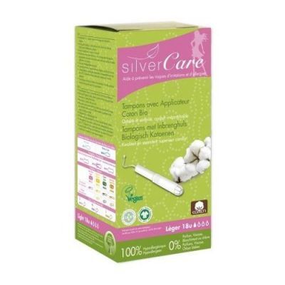 Masmi Silver Care Organiczne bawełniane tampony z aplikatorem Light, 18 szt.
