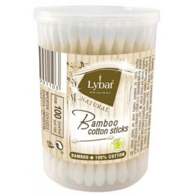 Mattes Lybar Bambusowe patyczki higieniczne, okrągłe pudełko, 100szt.