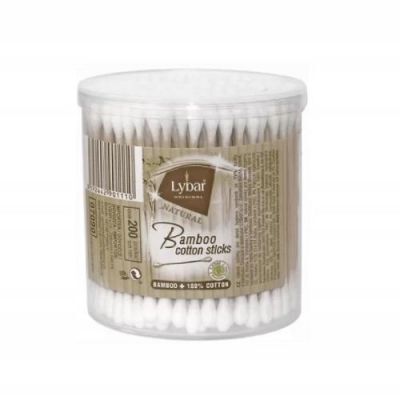 MATTES Lybar Bambusowe patyczki higieniczne, okrągłe pudełko, 200 sztuk