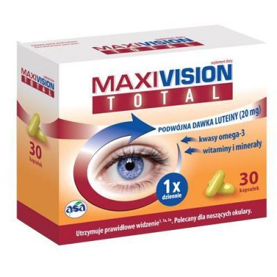 Maxivision Total, 30kaps. - Wpływa korzystnie na wzrok i jakość widzenia  KRÓTKA DATA 31.01.2025