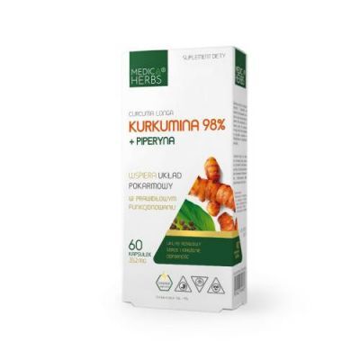 Medica Herbs Kurkumina 98% + Piperyna, 60 kaps.