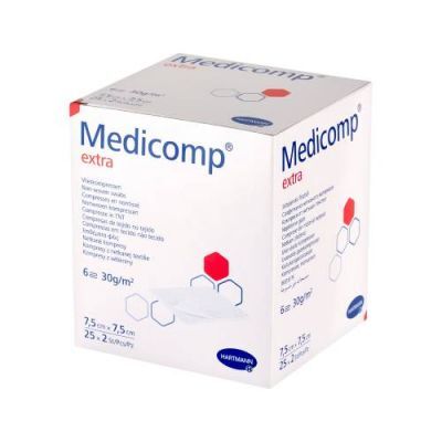 Hartmann Medicomp Extra kompresy jałowe 6 warstwowe 7,5 x 7,5 cm, 2 x 25 szt.