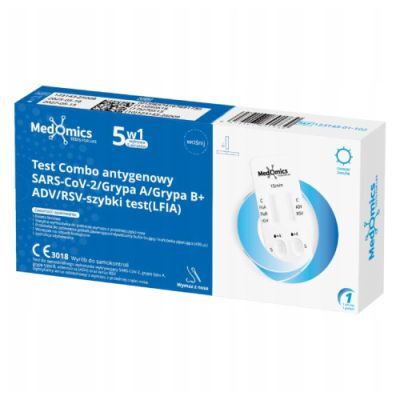 MedOmics Test Combo antygenowy 5w1 SARS CoV-2, Grypa A/B, RSV, Adenowirus, 1 szt.