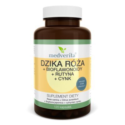 Medverita Dzika róża + Bioflawonoidy + Rutyna + Cynk, 120 kaps.