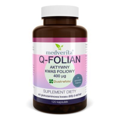 Medverita Q-Folian Aktywny kwas foliowy 400 mcg, 120 kaps.
