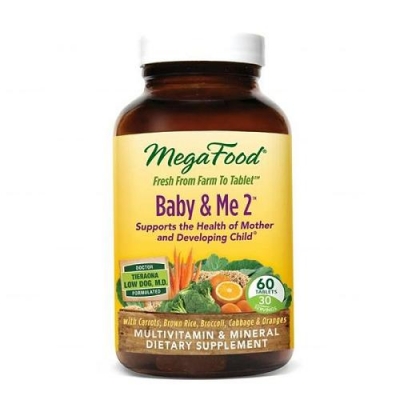 MEGA FOOD BABY & ME 2 Organiczne witaminy dla Kobiet w Ciąży + Qatrefolic 60 tabletek