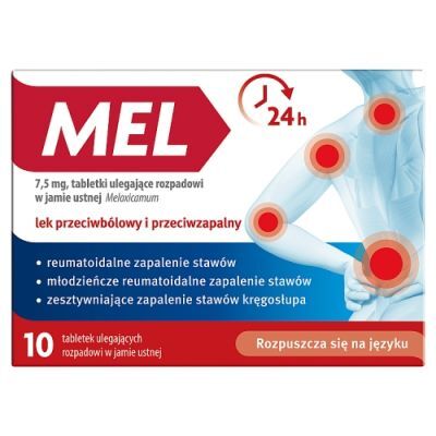Mel 7,5 mg, 10 tabletek ulegających rozpadowi w jamie ustnej - lek przeciwbólowy i przeciwzapalny