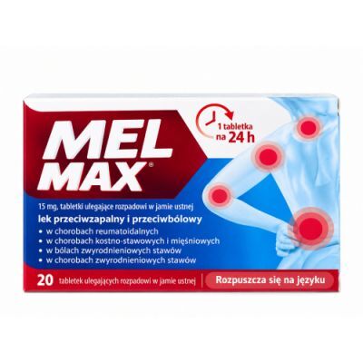Mel Max 15 mg Lek przeciwzapalny i przeciwbólowy, 20 tabletek ulegających rozpadowi w jamie ustnej