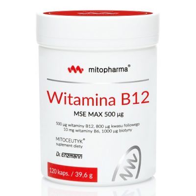 MITOPHARMA Witamina B12 MSE MAX 500 ug 120 kapsułek  Dr. Enzmann