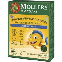 Moller's Omega-3 Wysoka Koncentracja Żelki o smaku owocowym, 27 szt.