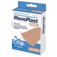 MonoPlast Mocny Plaster tkaninowy z opatrunkiem cielisty 1 m x 8 cm