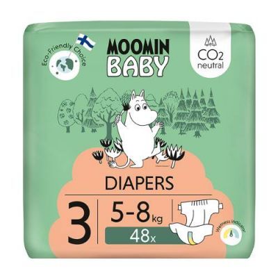 Moomin Baby Diapers Pieluszki ekologiczne 3 (5-8 kg), 48 szt.