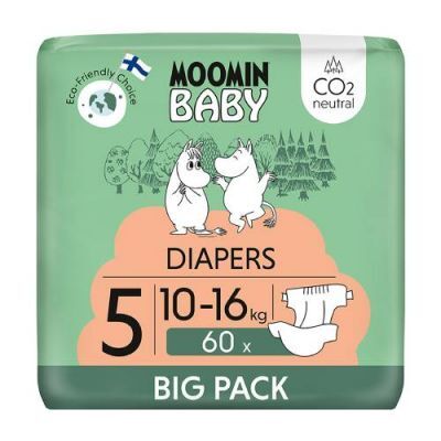 Moomin Baby Diapers Pieluszki ekologiczne 5 (10-16 kg), 60 szt.