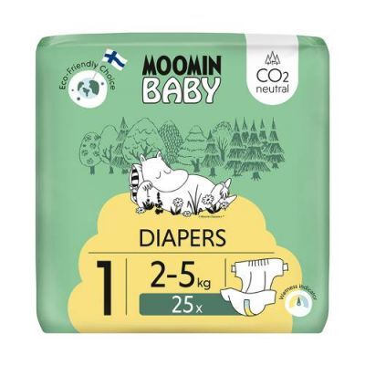 Moomin Baby Newborn Pieluszki ekologiczne 1 (2-5 kg), 25 szt.