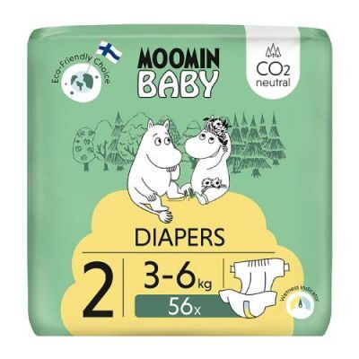 Moomin Baby Newborn Pieluszki ekologiczne 2 (3-6 kg), 56 szt.