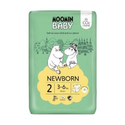 MOOMIN BABY Newborn Pieluszki ekologiczne 2 (3-6kg), 56szt.