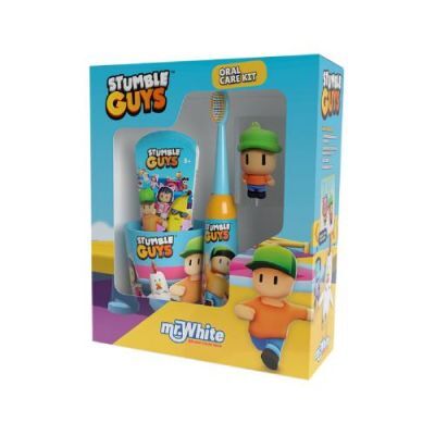 Mr.White Zestaw do mycia zębów Stumble Guys 3+ Szczoteczka elektryczna + Pasta do zębów, 75 ml + Kubek + Brelok + Figurka