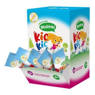 Multinki Kic Kic lizak witaminowy o smaku malinowym, 55 szt