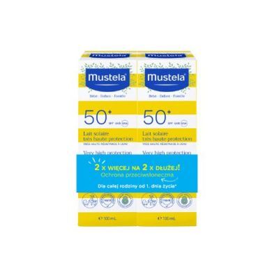 Mustela Bebe Enfant Mleczko przeciwsłoneczne dla całej rodziny dla skóry wrażliwej SPF 50+ UVA 0 m+, 2 x 100 ml