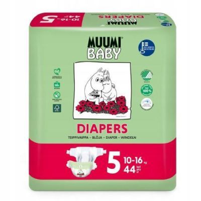 MUUMI Baby Pieluchy Diapers rozmiar 5+ (10-16kg), 44 sztuki USZKODZONE FOLIOWE OPAKOWANIE