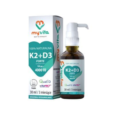 MyVita 100% Naturalna Witamina K2 + D3 Forte krople, 30ml