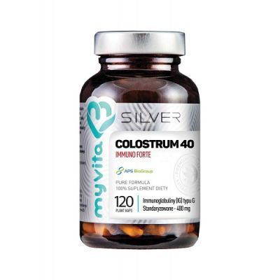 MYVITA SILVER Colostrum 40 400mg immunoglobuliny (IG) typu G 40% IMMUNO FORTE 120 kapsułek
