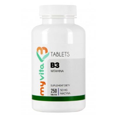 MyVita Witamina B3 50 mg, 250 tabl. - suplement diety z witaminą B3 (nicyna)