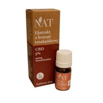 NAT Szwajcarski Ekstrakt z Konopi Olejek CBD 5% Truskawka, 5ml