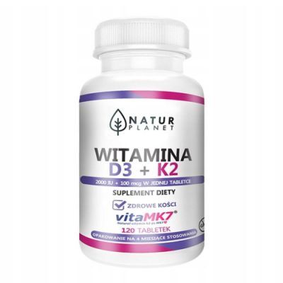 NATUR PLANET Witamina D3 + K2 120 tabletek