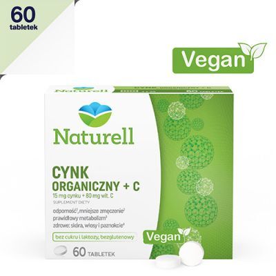 NATURELL CYNK organiczny + witamina C 60 tabletek + Poradnik Wsparcia Odporności GRATIS