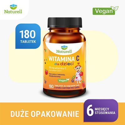 NATURELL Witamina C dla dzieci 180 tabletek do żucia