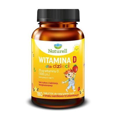 NATURELL Witamina D dla dzieci, 180tabl. KRÓTKA DATA 01.10.2026