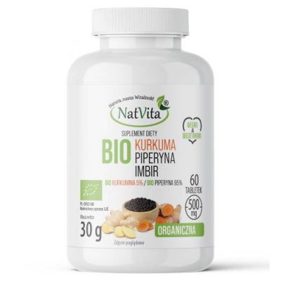 NatVita Bio Kurkuma + Imbir + Piperyna, 60 tabl.