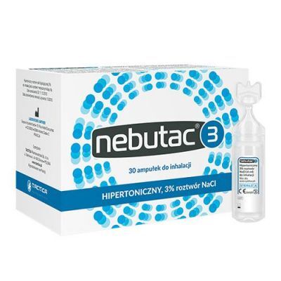 Nebutac 3 - hipertoniczny, 3% roztwór NaCl do inhalacji, 30 ampułek