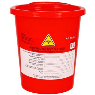 NEUPLAST Pojemnik na odpady medyczne 0,7L czerwony
