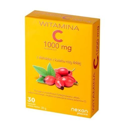 Nexon Pharma Witamina C 1000 mg z ekstraktem z kwiatów dzikiej róży, 30 kaps.