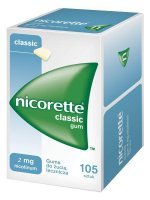 NICORETTE CLASSIC GUM 2 mg lecznicza guma do żucia 105 sztuk
