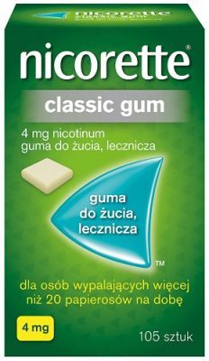 NICORETTE CLASSIC 4 mg lecznicza guma do żucia, palenie