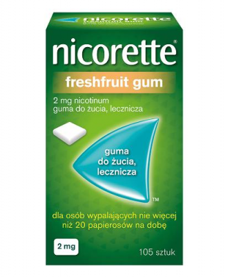 NICORETTE FRESHFRUIT GUM 2 mg lecznicza guma do żucia 105 sztuk