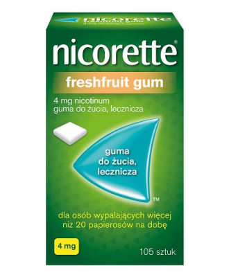 NICORETTE FRESHFRUIT GUM 4 mg lecznicza guma do żucia 105 sztuk