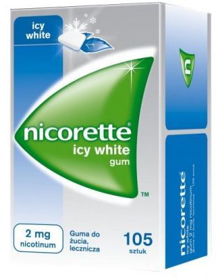 NICORETTE ICY WHITE GUM 2 mg lecznicza guma do żucia 105 sztuk